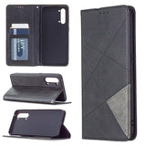Rhombus Wallet Flip Cover Card Holder for Oppo Reno3 / Find X2 Lite - Charcoal and Grey - acc Noco