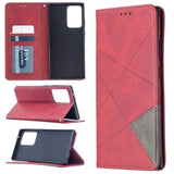 Rhombus Wallet Flip Cover Card Holder for Samsung Galaxy Note 20 Ultra - Red and Grey - acc Noco