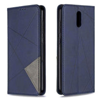 Rhombus Wallet Flip Cover Card Holder for Nokia 2.3 - Blue and Grey - acc Noco