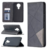 Rhombus Wallet Flip Cover Card Holder for Nokia 3.4 - Charcoal and Grey - acc Noco