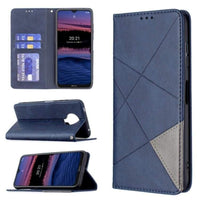 Rhombus Wallet Flip Cover Card Holder for Nokia G10 / G20 - Blue and Grey - acc Noco