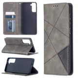 Rhombus Wallet Flip Cover Card Holder for Samsung Galaxy S21+ 5G - Grey and Black - acc Noco