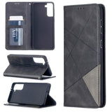Rhombus Wallet Flip Cover Card Holder for Samsung Galaxy S21+ 5G - Charcoal and Grey - acc Noco