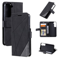 Rhombus Wallet Flip Cover Card Holder for Samsung Galaxy S22+ 5G - Charcoal and Grey - acc Noco
