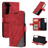 Rhombus Wallet Flip Cover Card Holder for Samsung Galaxy S22+ 5G - Red and Grey - Cover Noco