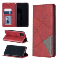 Rhombus Wallet Flip Cover Card Holder for Apple iPhone 11 Pro Max - Red and Grey - acc Noco