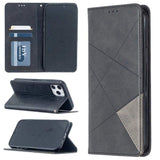 Rhombus Wallet Flip Cover Card Holder for Apple iPhone 12 Pro Max - Charcoal and Grey - acc Noco