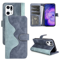 OPPO FIND X5 PRO Wave Flip Leather Wallet Cover Card Slots Cash Pocket - Blue - Cover Noco